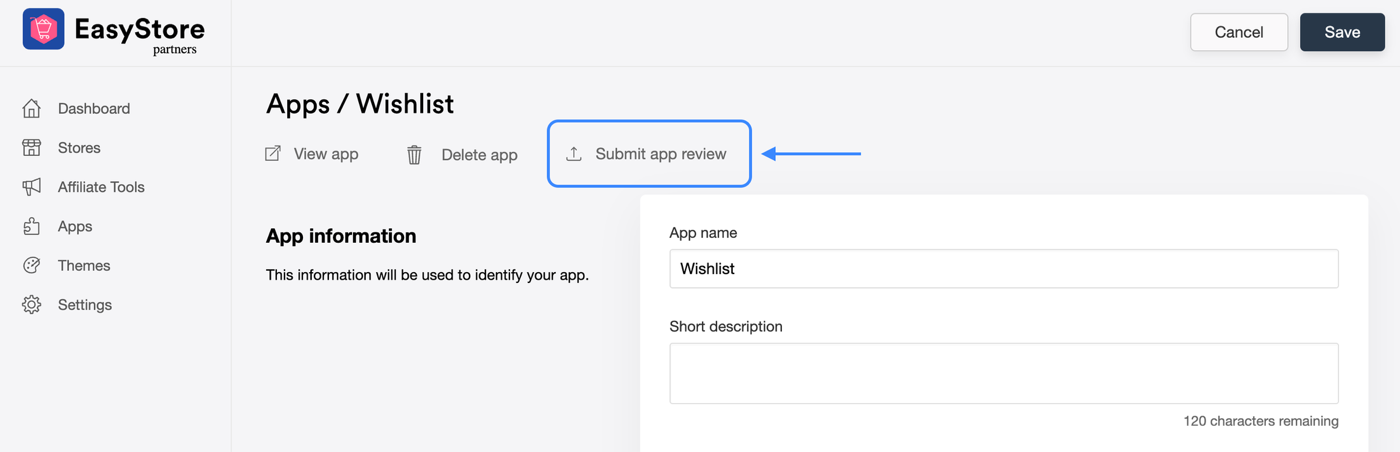 Submit app review button