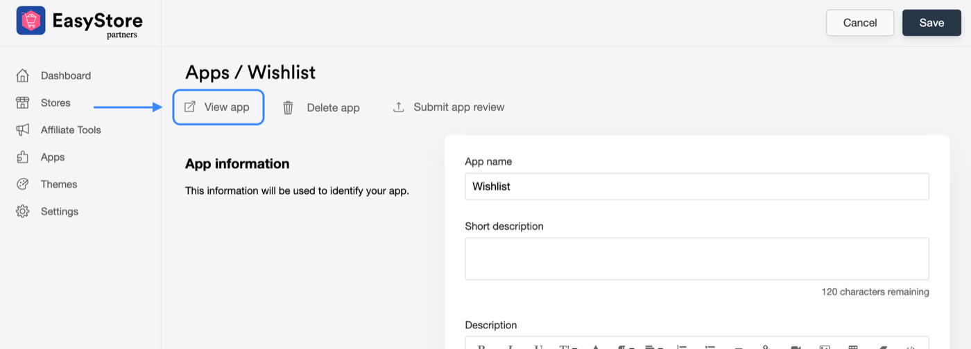 View app button
